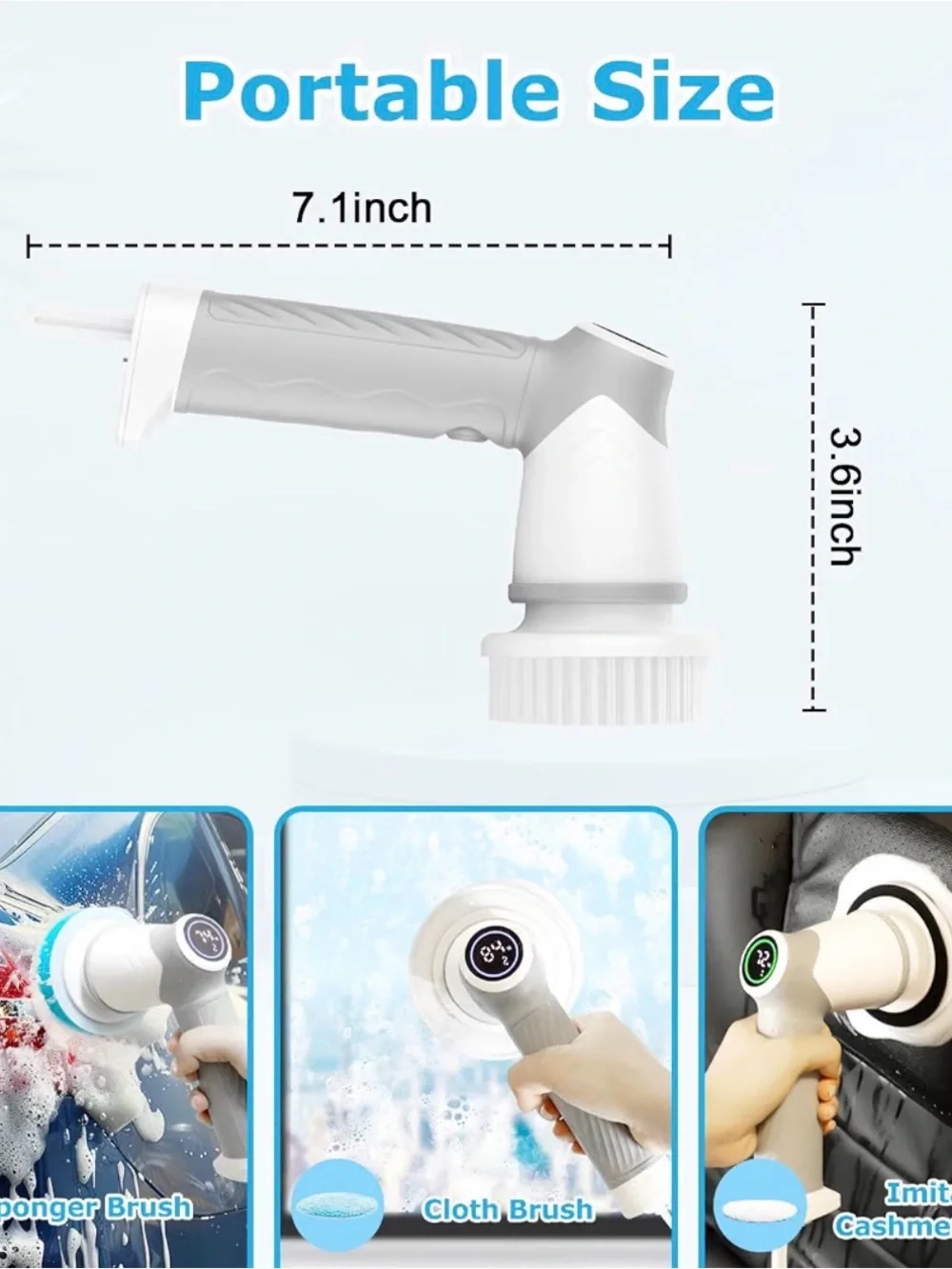 Electric Facial & Body Cleansing Brush for Men - White & Gray
